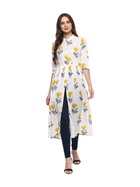 La Firangi White Floral Print Kurta