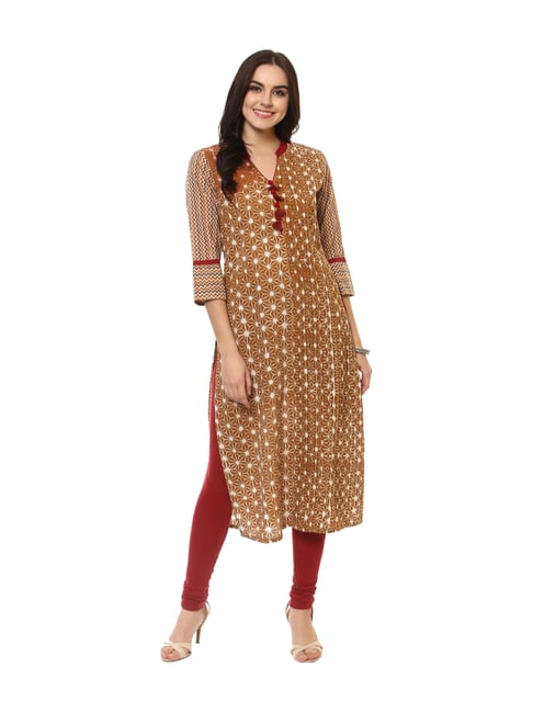 La Firangi Brown Printed Kurta