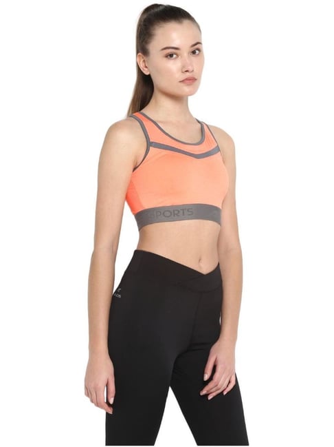 Dynamic Yoga Reversible Sports Bra - Plain/Print Brown/Orange