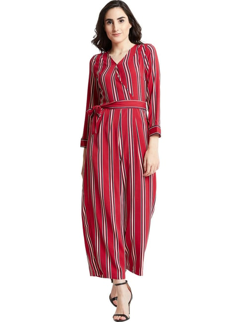 Buy Cover Story Red & White Striped Jumpsuit for Women Online @ Tata CLiQ