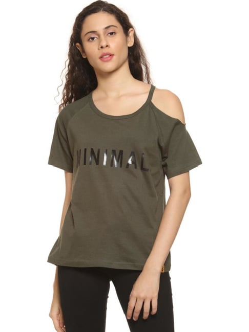 Campus Sutra Olive Printed Top