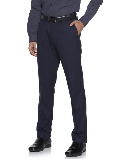 Buy Navy Slim Fit Solid Trousers for Men Online at Killer  493752