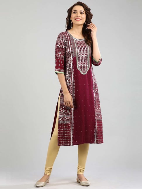 AURELIA Women Red Floral Printed Keyhole Neck Floral Anarkali Kurta Price  in India, Full Specifications & Offers | DTashion.com