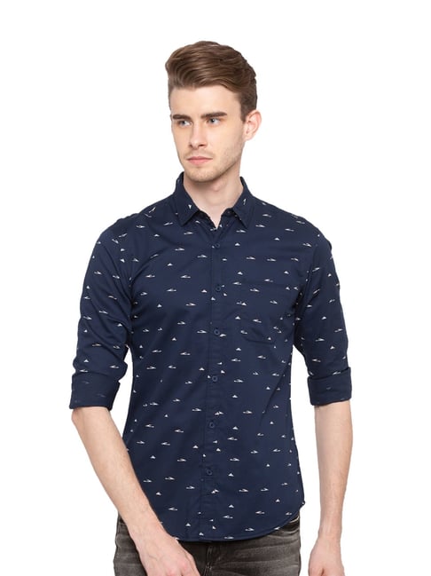 spykar navy blue shirt