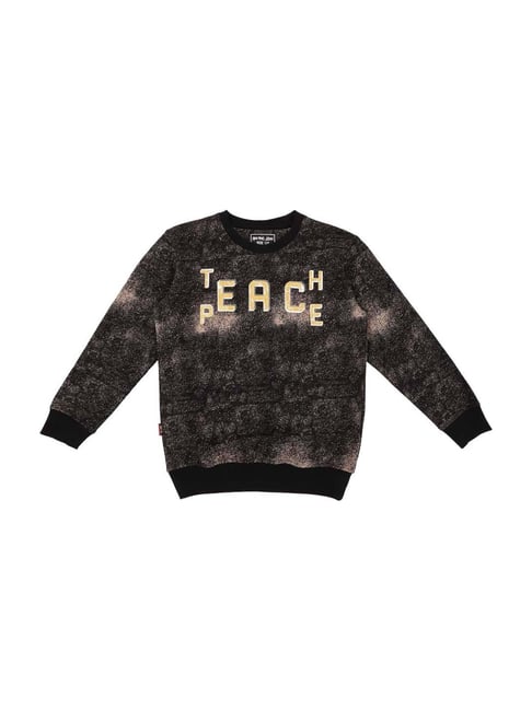 Gini & Jony Kids Black Cotton Graphic Sweatshirt