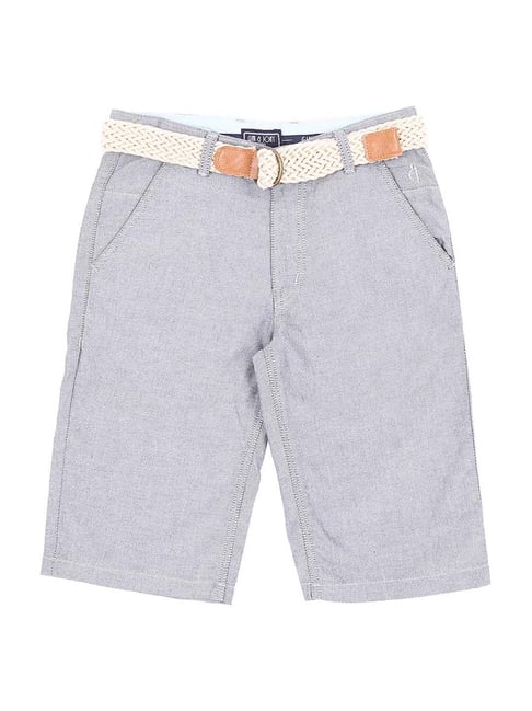 Gini & Jony Kids Grey Cotton Bermudas