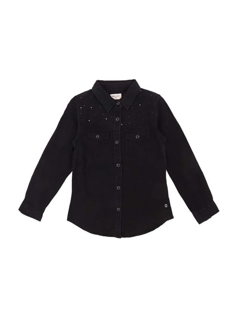Buy Gini Jony Kids Black Embellished Shirt for Girls Clothing