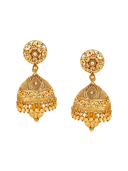 Traditional Floral Gold Jhumka Earrings