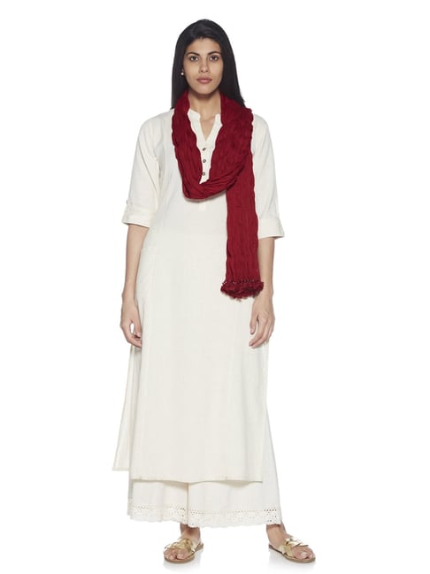 Utsa by Westside Maroon Crushed Cotton Dupatta