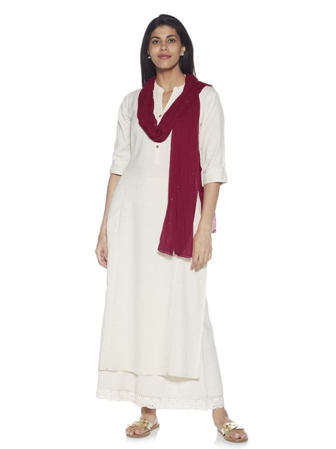 Utsa by Westside Maroon Badla Chiffon Dupatta