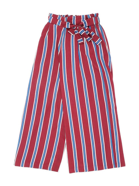 Gini & Jony Kids Maroon & Blue Striped Trousers