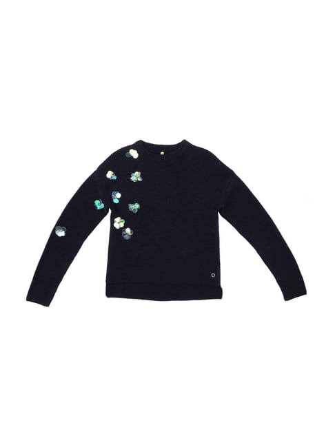 Gini & Jony Kids Navy Embellished Sweater