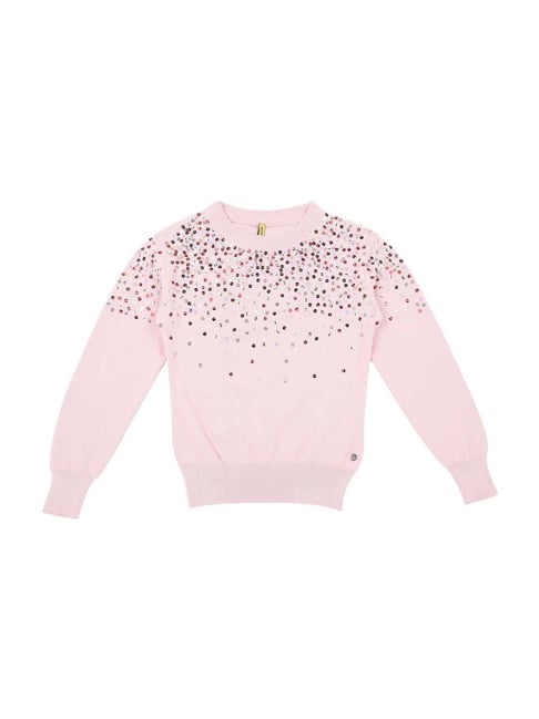 pink embellished sweater