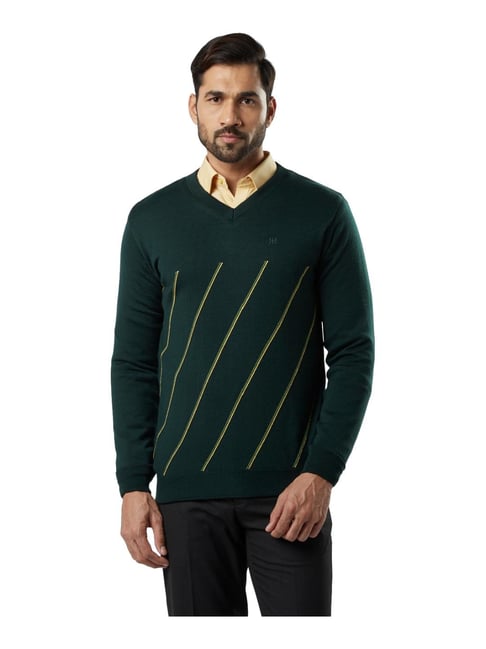 Buy Raymond Green Striped Sweater for Men Online Tata CLiQ