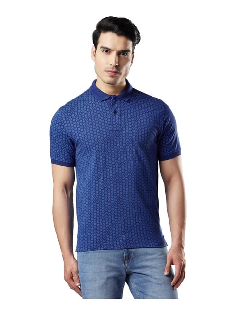 Next Look Blue Printed Polo T-Shirt