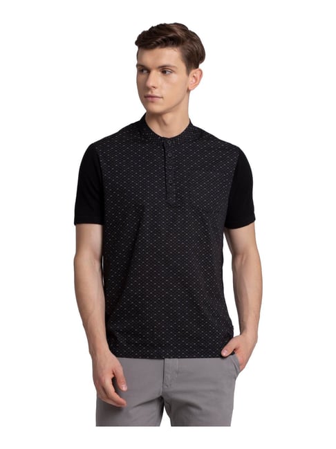 Buy Parx Black Printed T-Shirt for Men 