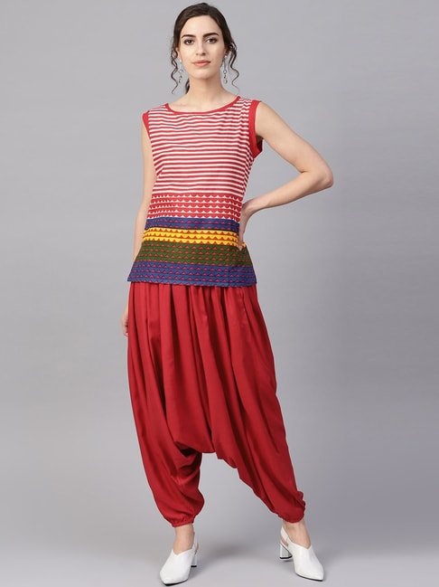 Buy Anouk Women Olive Green & Pink Printed Kurti With Harem Pants - Kurta  Sets for Women 7185699 | Myntra