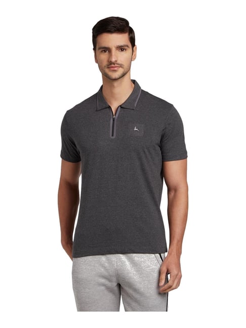 Buy Parx Grey Regular Fit Polo T-Shirt 