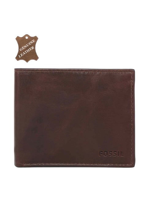 Fossil Derrick Brown Leather Casual Rfid Bi-Fold Wallet for Men