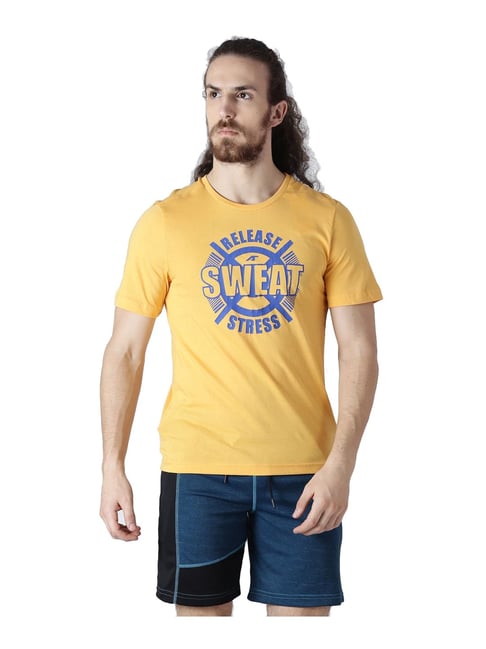ALCIS Yellow Round Neck Cotton T-Shirt-picture-33
