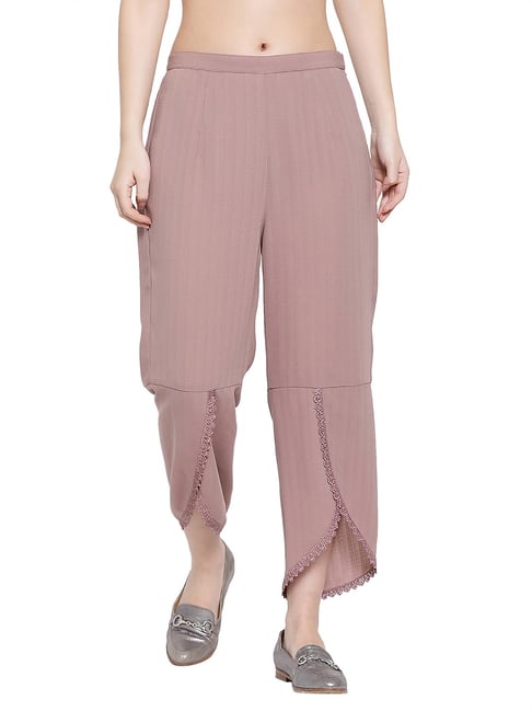 Office & You Rose Pink Striped Overlap Palazzo-picture-18