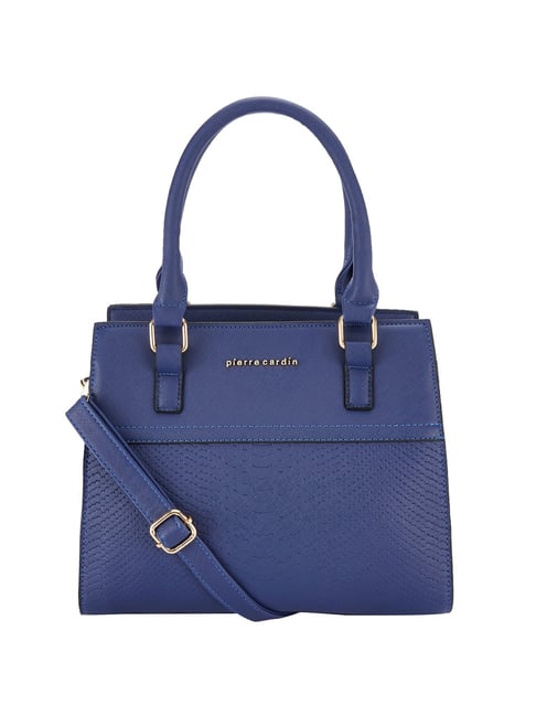 Buy Pierre Cardin Navy Textured Medium Handbag For Women At Best