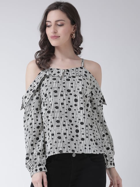 The Vanca White & Black Printed Top