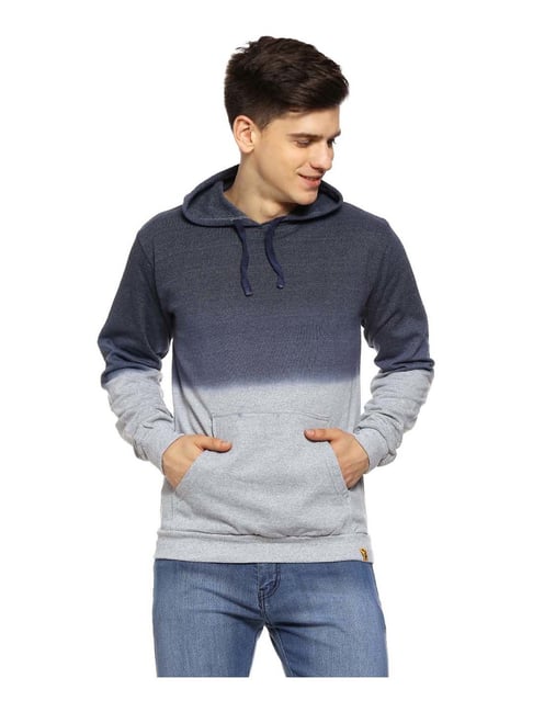 Campus Sutra Navy & Grey Regular Fit Hooded Sweatshirt-picture-45