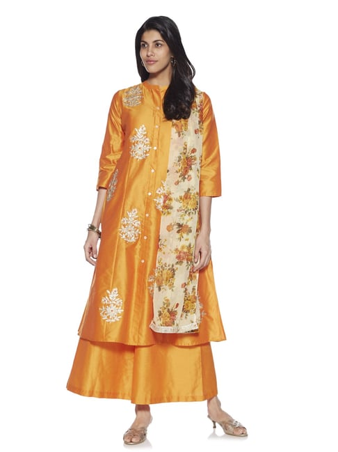 Vark by Westside Orange Embroidered Kurta And Palazzos Set