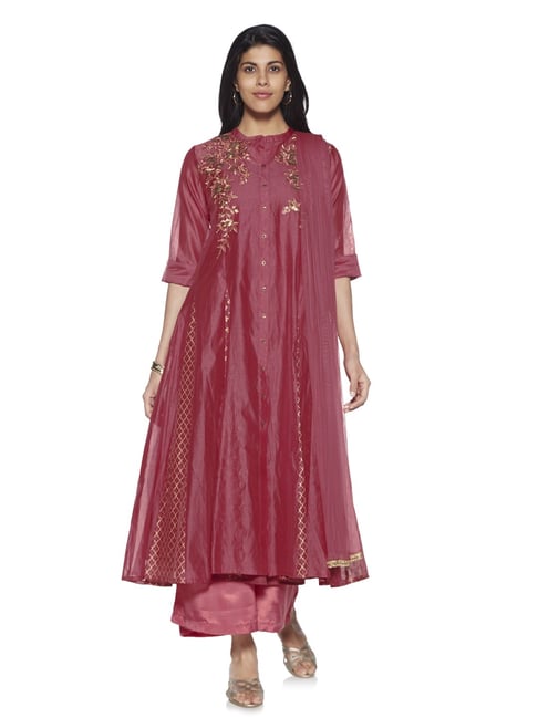 Vark by Westside Maroon Anarkali Kurta And Palazzo Set