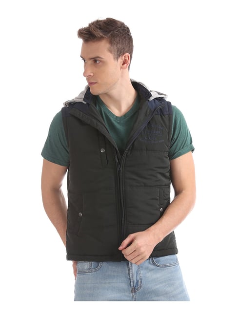 U S Polo Assn U.S. Polo Assn. Dark Green Sleeveless Hooded Jacket