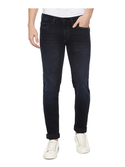 Solly Jeans Co by Allen Solly Navy Mid Rise Solid Jeans