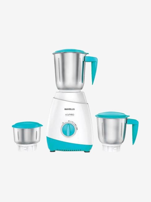Havells GHFMGAZB050 Aspro 500W 3 Jars Mixer Grinder (White/Light Blue)