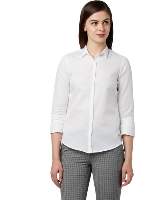 Park Avenue White Textured Shirt