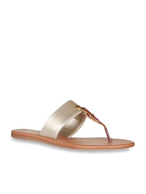 Buy Bata Vintage Golden T Strap Sandals for Women at Best Price