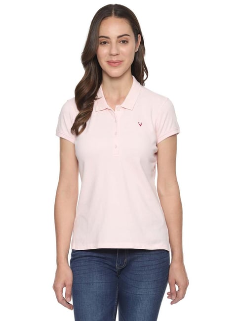 Allen Solly Blush Pink Cotton Polo T-Shirt