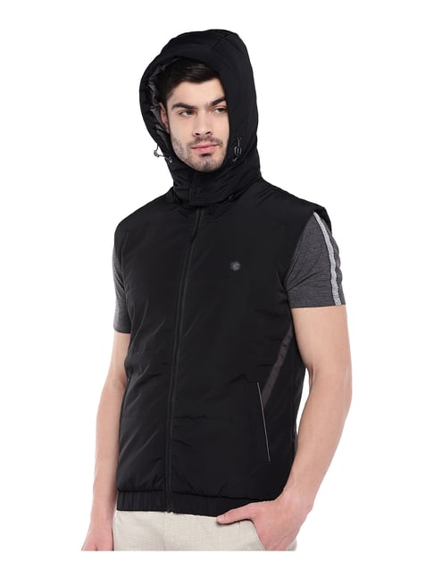 half sleeve hooded jacket