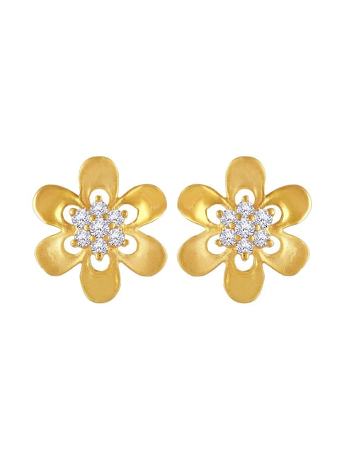 Dazzling Floral Gold Stud Earrings