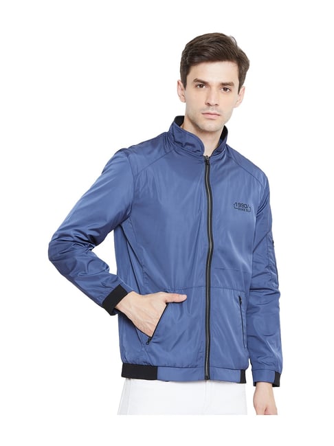Buy Duke Men Solid Blue Coloured Synthetic Non Washing Jacket (Size:- L) at  Amazon.in