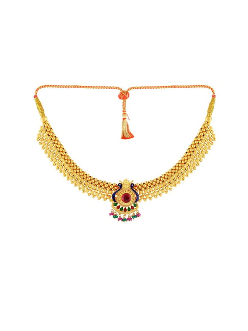 Diamonds Peacock 22 kt Gold Necklace 
