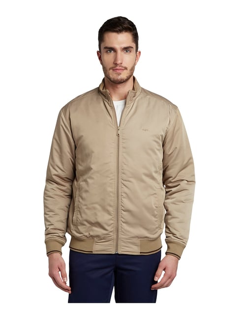 Buy ColorPlus Dark Beige Polyester High Neck Jacket for Men's