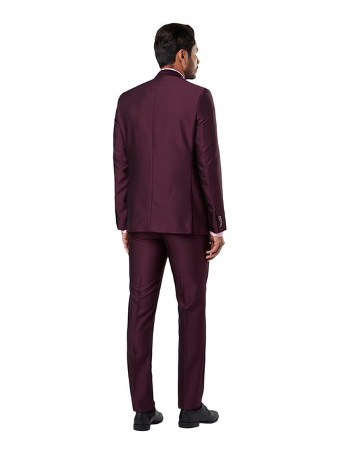 TruClothing 469 Men's Classic 3 Piece Wine Plain Suit
