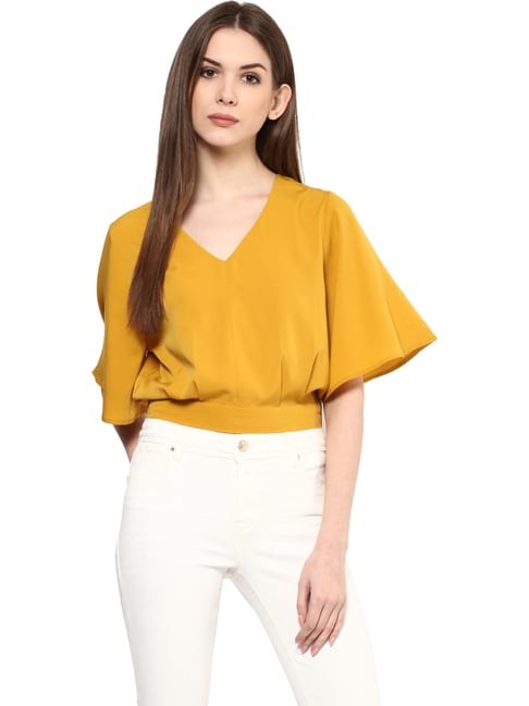 Buy Harpa Mustard Regular Fit Top for Women Online Tata CLiQ