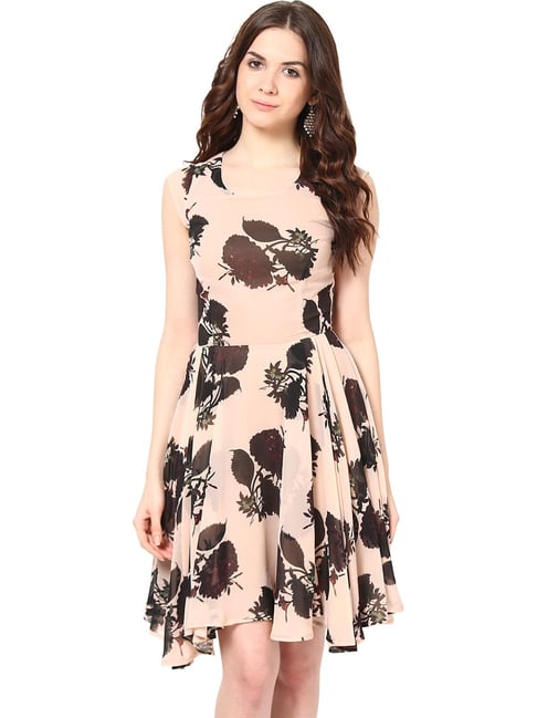 Harpa Peach Floral Above Knee Dress Price in India