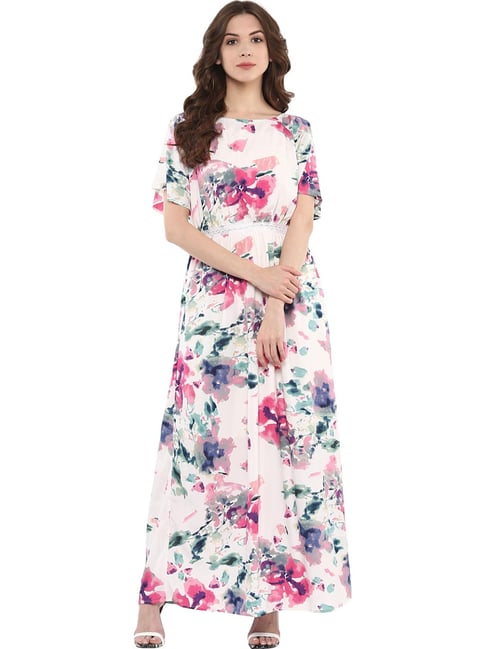 Harpa Off White Printed Maxi Dress