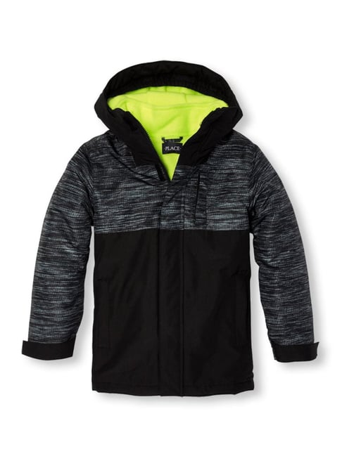 Buy The Children's Place Kids Black Textured Hood Jacket for Boys