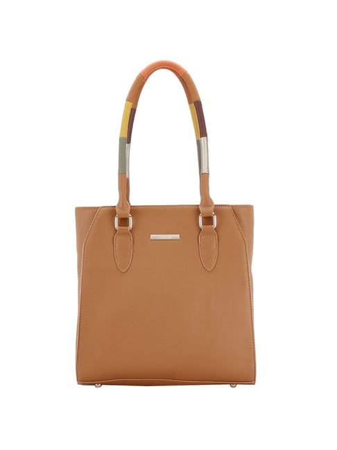 Buy Ceriz Tan Solid Medium Shoulder Handbag For Women At Best