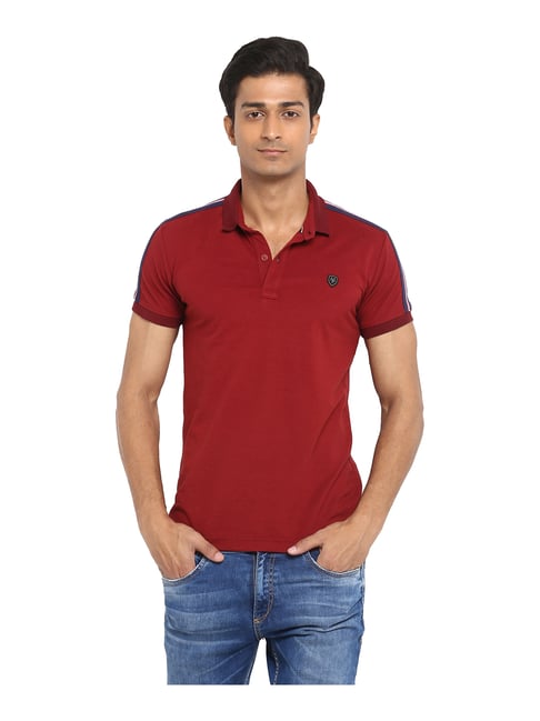 Buy Mufti Maroon Polo Cotton T-Shirt 