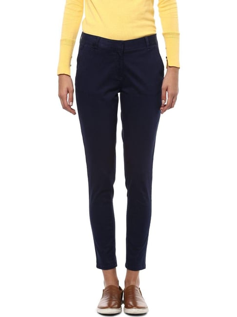 Buy Allen Solly Black Mid Rise Trousers for Women Online  Tata CLiQ