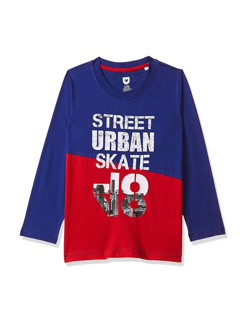 612 League Kids Blue & Red Printed T-Shirt